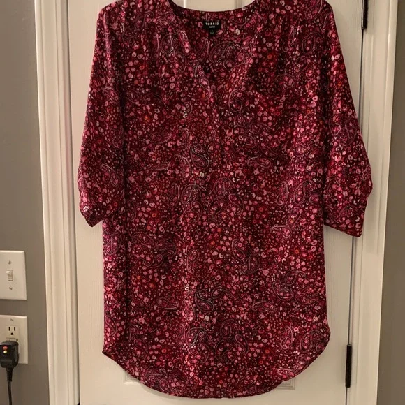 Cato Red Paisley Blouse - Picture 1 of 3